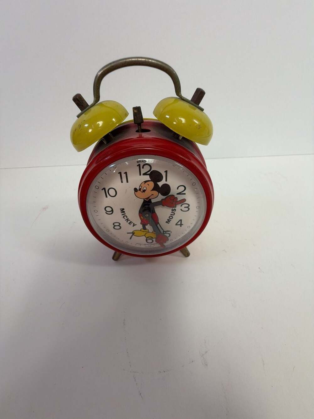 Vintage Bradley Walt Disney Productions Mickey Mouse Twin Bell Wind-Up Alarm Clo